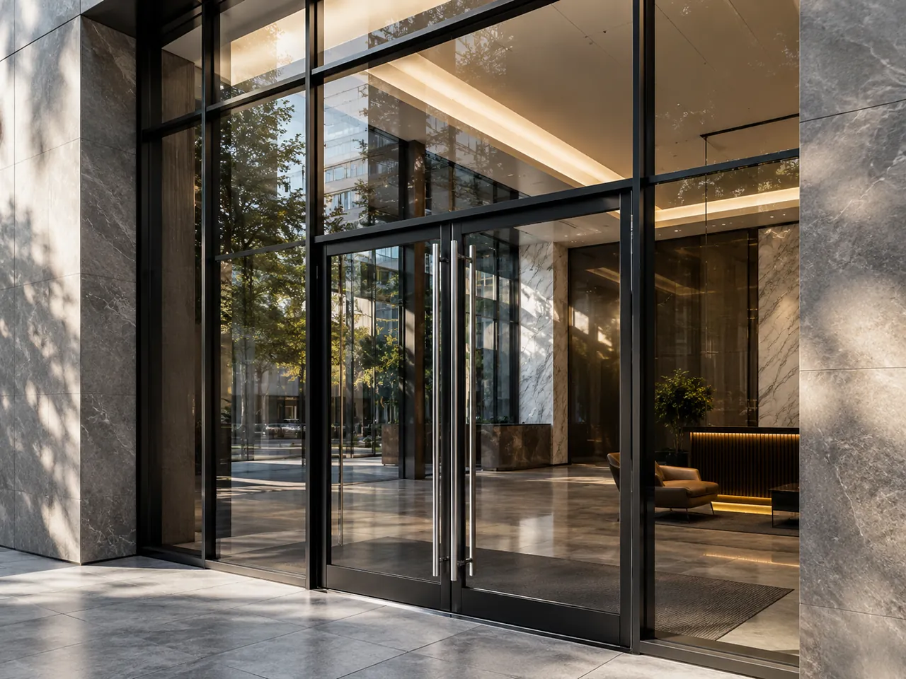 Commercial all-glass entrance doors — GlassForge, Philadelphia tri-state
