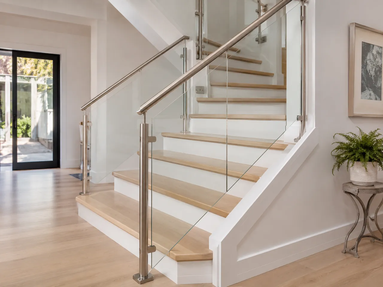 Interior stair glass railing installation — GlassForge, Philadelphia tri-state