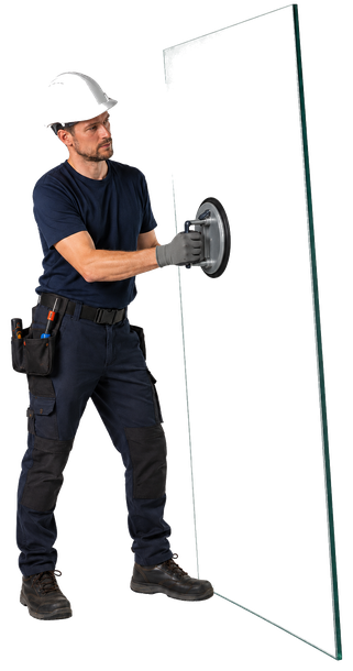 LightGate Glass 3D technician carrying a glass panel