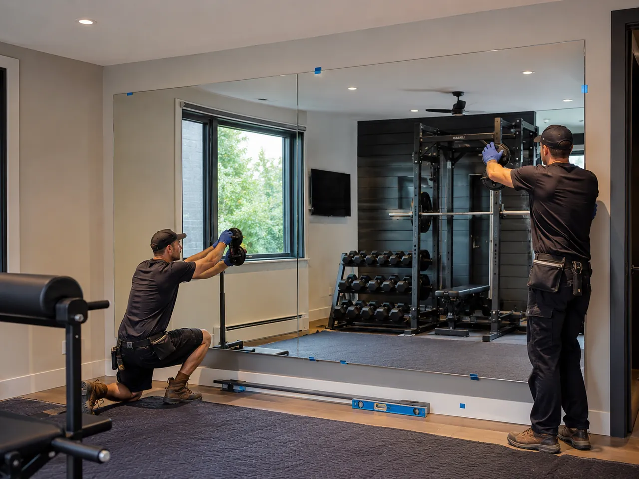 Home gym mirror wall — LightGate Glass, Philadelphia tri-state